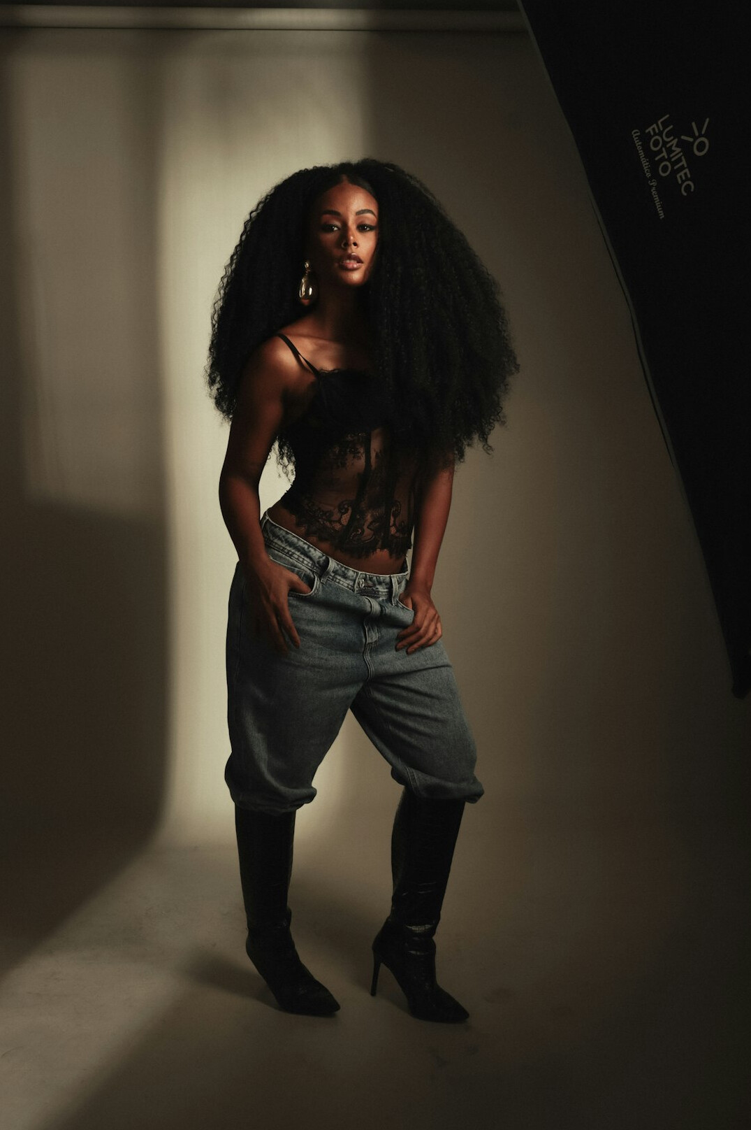 Fashion photo shoot with studio lighting