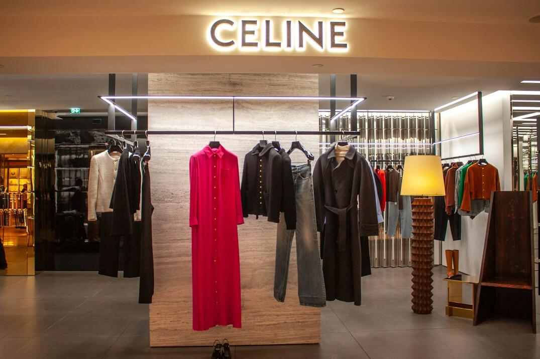 Designer clothing rack in a boutique